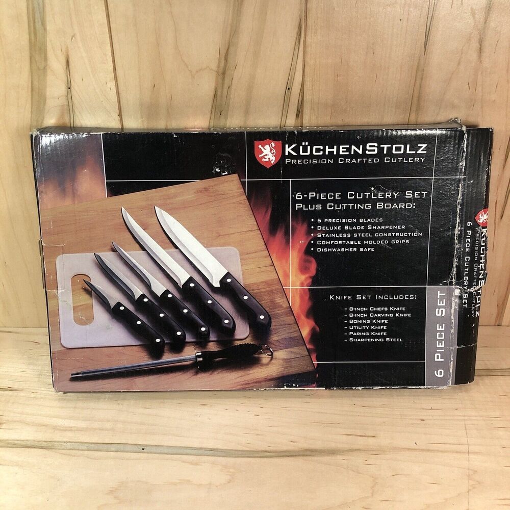 Kuchenstolz Precision Kitchen Cutlery 6Pc Set Knives + Cutting Board